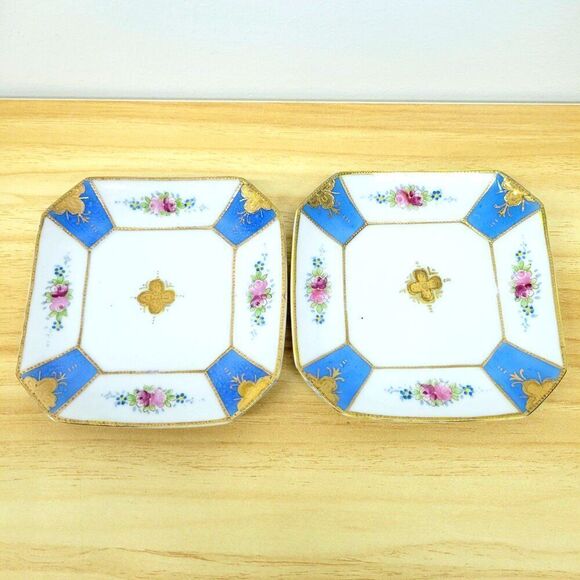 Vintage Rosenthal Ornate Square Floral Plates.Pair - Picture 4 of 12